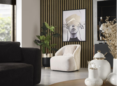Armchair Wing Chair Modern Fabric Living room Polyester White Design Seat